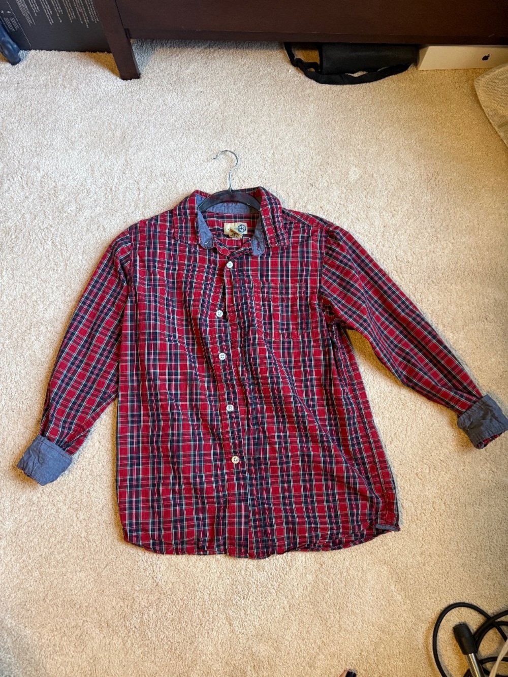 Red J. Khaki Plaid dress shirt size Large